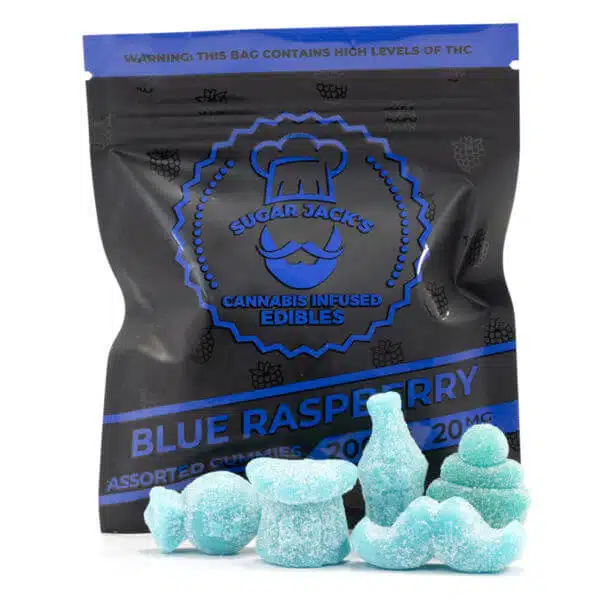 200mg THC Assorted Blue Raspberry Gummies (Sugar Jack’s) | Cosmic Haus